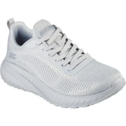 Skechers Womens Bob Squad Chaos Face Off Lace Up Trainers -Sporty Tops Sales ske1993 ltgy 01