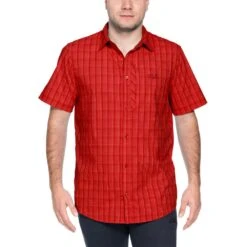 Jack Wolfskin Mens Rays Short Sleeve Stretch Vent Button Travel Shirt
